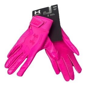 Under Armour Boys' F9 Novelty Football Gloves, (652) Rebel Pink/Virtual Size YS